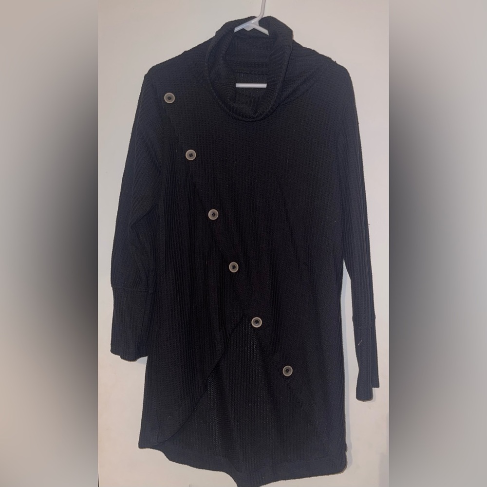 Black Button Turtleneck